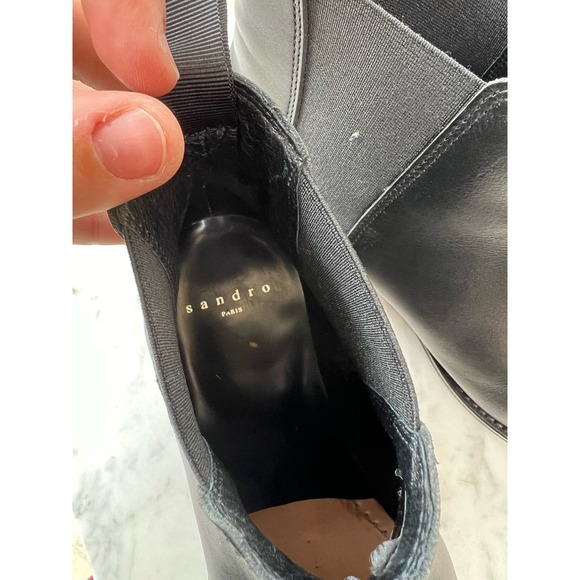 Sandro Black Leather Chelsea Ankle Boots 41 10 - Picture 8 of 8